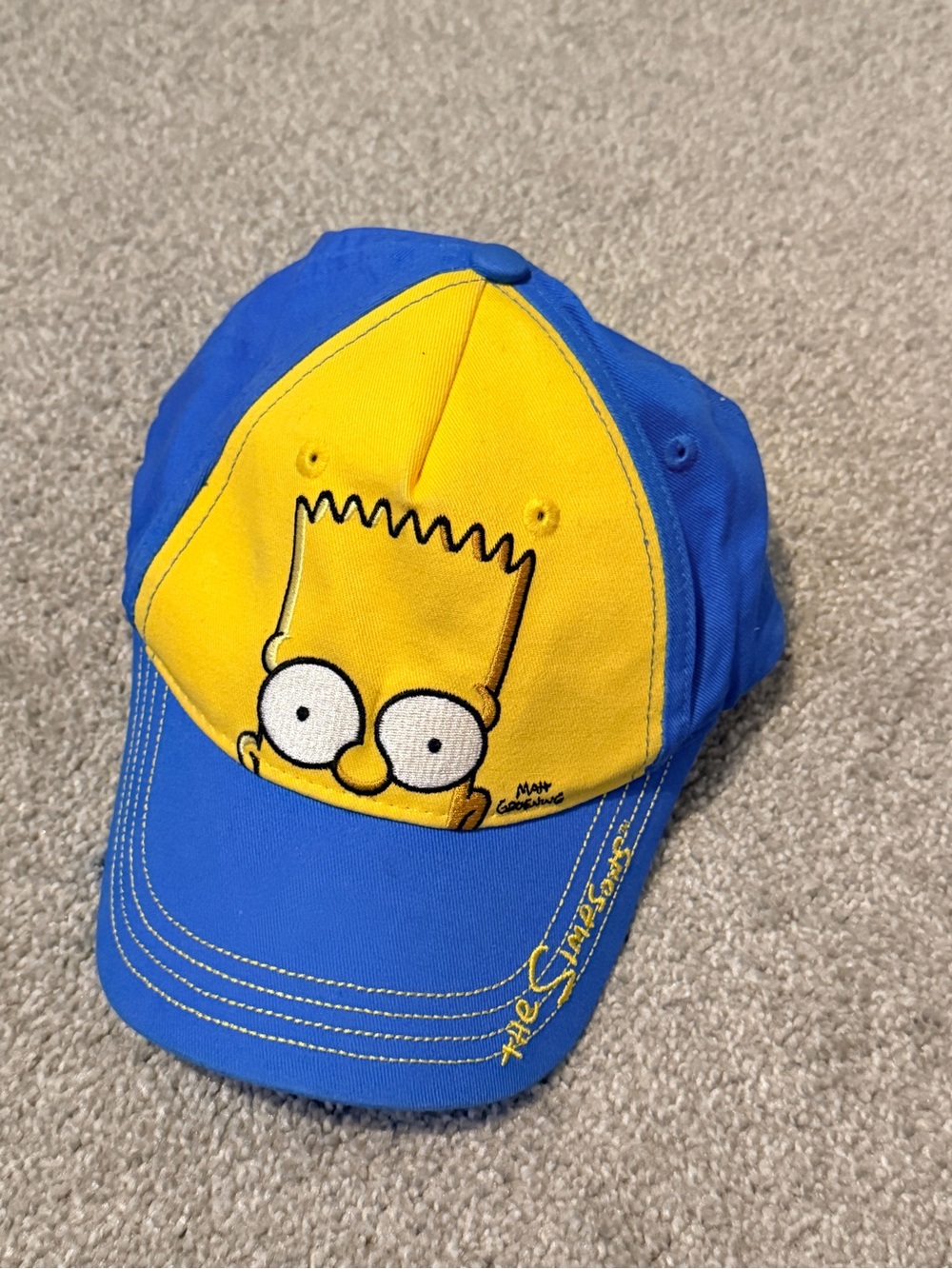 Universal Studios The Simpsons Bart Simpson Youth Hat Blue Yellow Baseball Cap